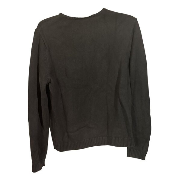 Chaps Mens XL Black Sweater Regal Lion Crest Embroidery 100% Cotton Coat of Arms - Picture 4 of 5